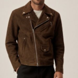 Buck Mason Russet Brown Rambler Suede Moto Jacket NWT Mens Large